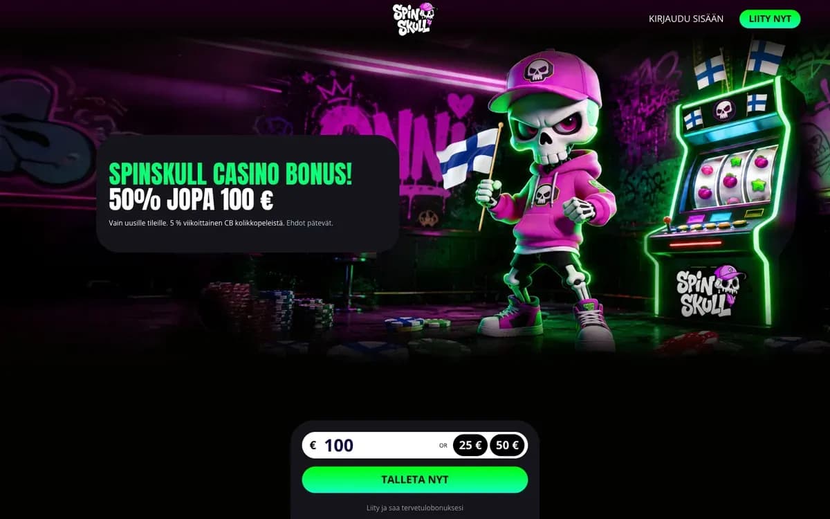 Captura del sitio web de SpinSkull Casino