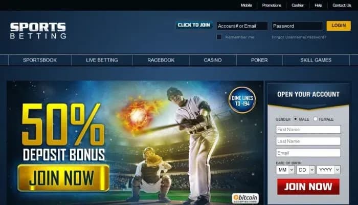 Captura del sitio web de Sports Betting Casino