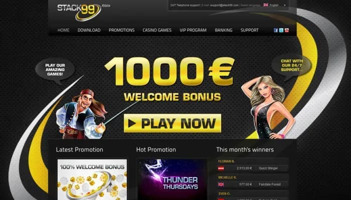 Captura del sitio web de Stack99 Casino