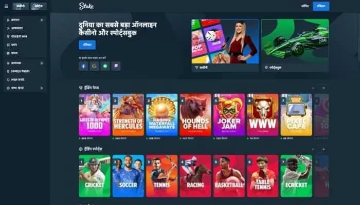 Captura del sitio web de Stake Casino India