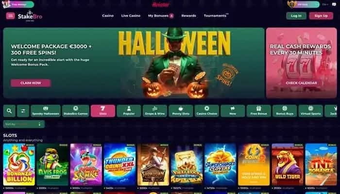 Captura del sitio web de StakeBro Casino
