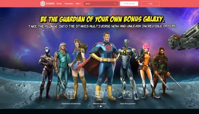 Captura del sitio web de Stakes Casino