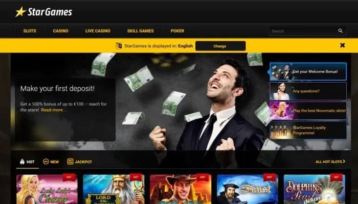 Captura del sitio web de Star Games Casino