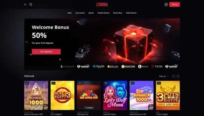 Captura del sitio web de Starda Casino