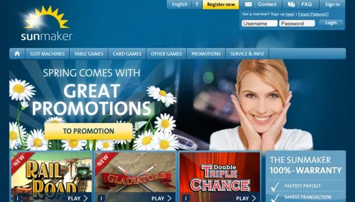Captura del sitio web de SunMaker Casino