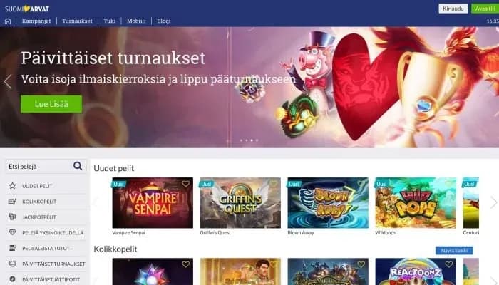 Captura del sitio web de Suomiarvat Casino