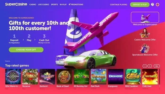 Captura del sitio web de SuperCasino.ee