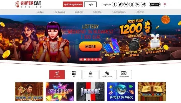 Captura del sitio web de SuperCat Casino