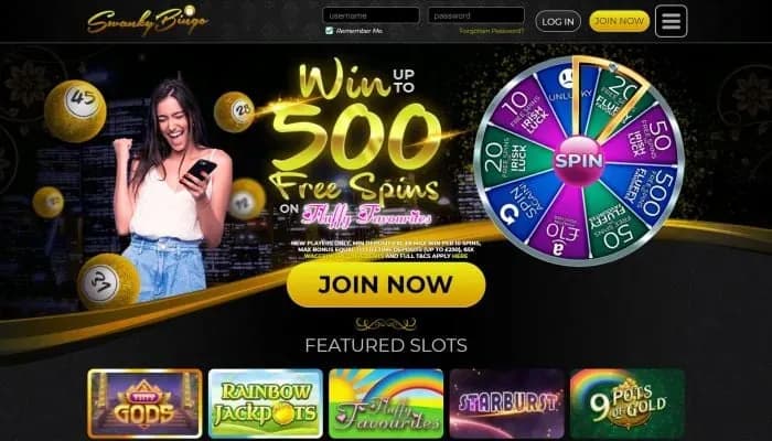 Captura del sitio web de Swanky Bingo Casino