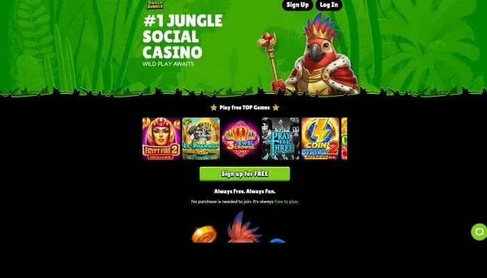 Captura del sitio web de Sweep Jungle Casino