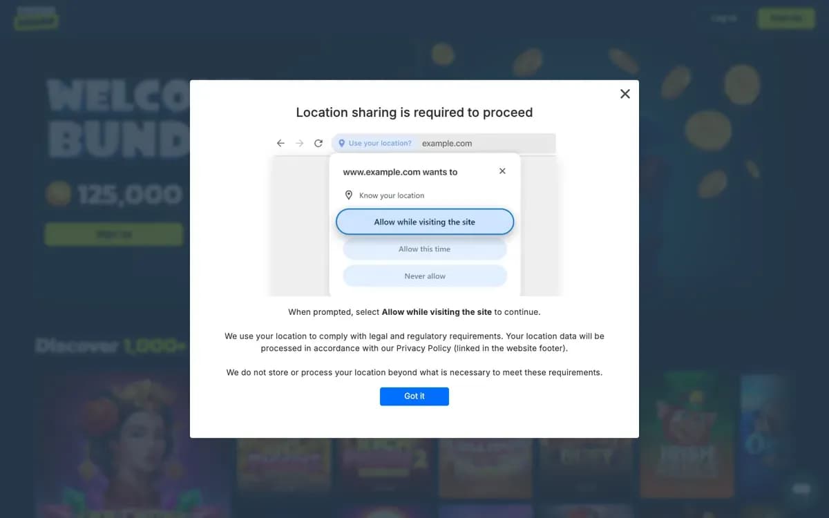 Captura del sitio web de SweepShark Casino
