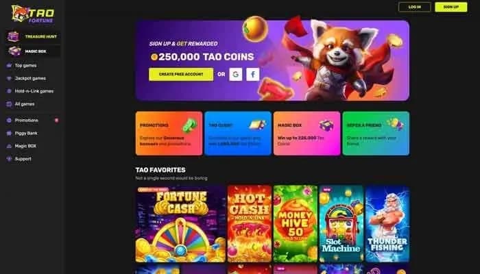 Captura del sitio web de TaoFortune Casino