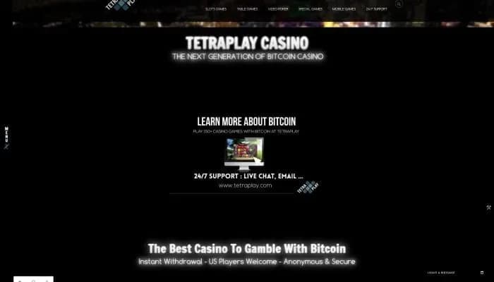Captura del sitio web de Tetraplay Casino