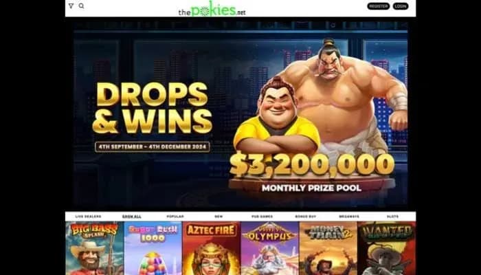 Captura del sitio web de The Pokies Net Casino