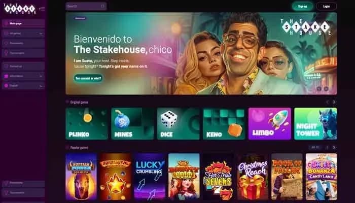 Captura del sitio web de TheStakeHouse Casino