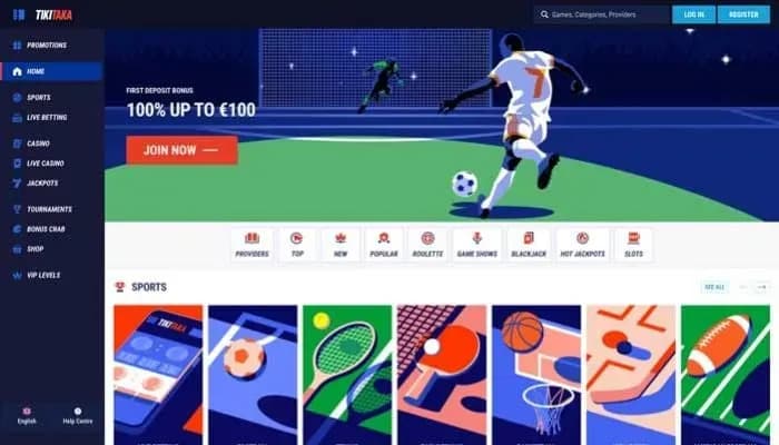 Captura del sitio web de TikiTaka Casino