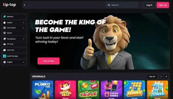Captura del sitio web de Tip-Top.bet Casino