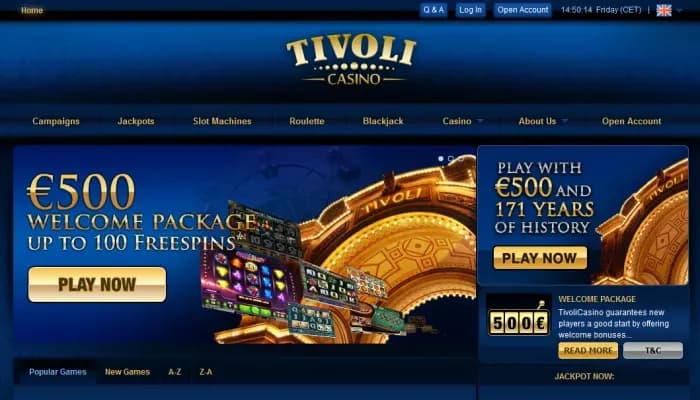 Captura del sitio web de Tivoli Casino