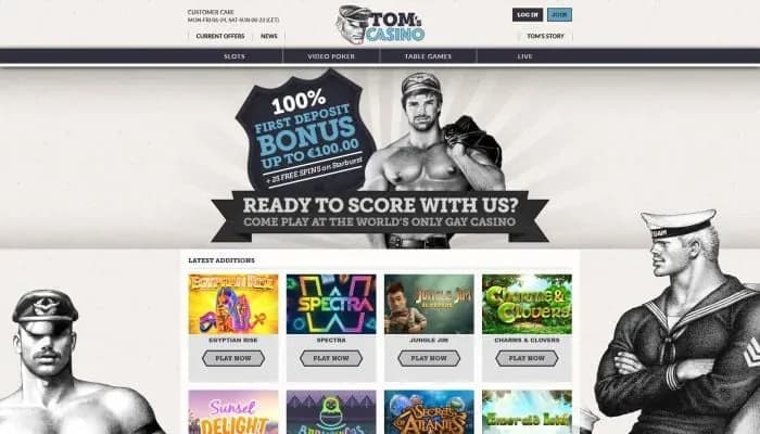 Captura del sitio web de TOM's Casino