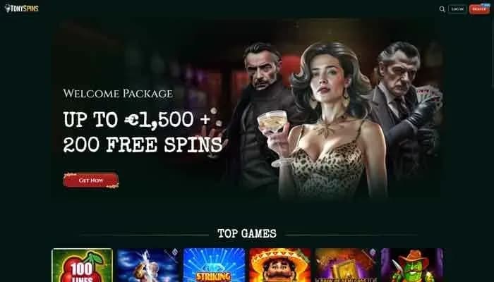 Captura del sitio web de Tonyspins Casino