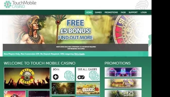 Captura del sitio web de TouchMobile Casino