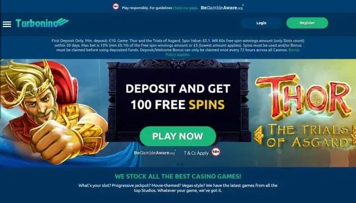 Captura del sitio web de Turbonino Casino
