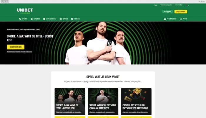 Captura del sitio web de Unibet Casino NL
