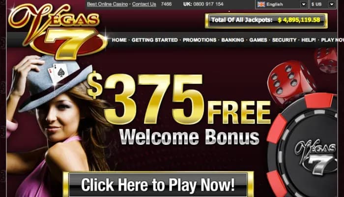 Captura del sitio web de Vegas 7 Casino