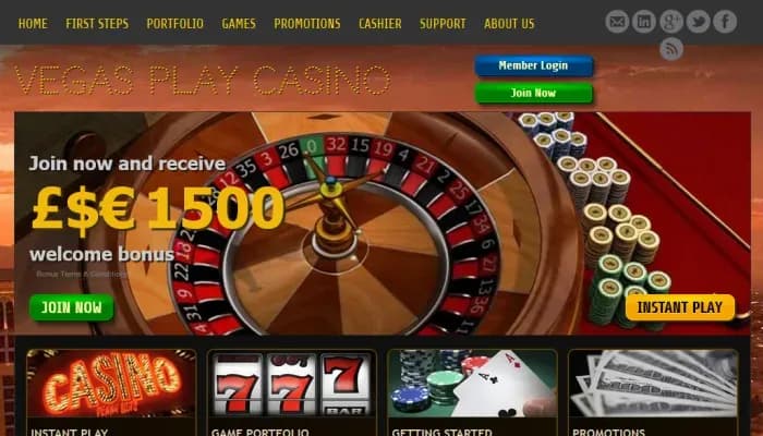Captura del sitio web de Vegas Play Casino