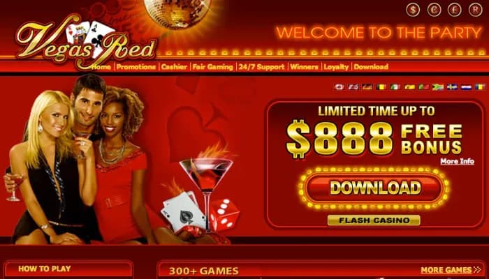Captura del sitio web de Vegas Red Casino