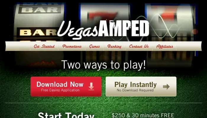 Captura del sitio web de VegasAmped Casino