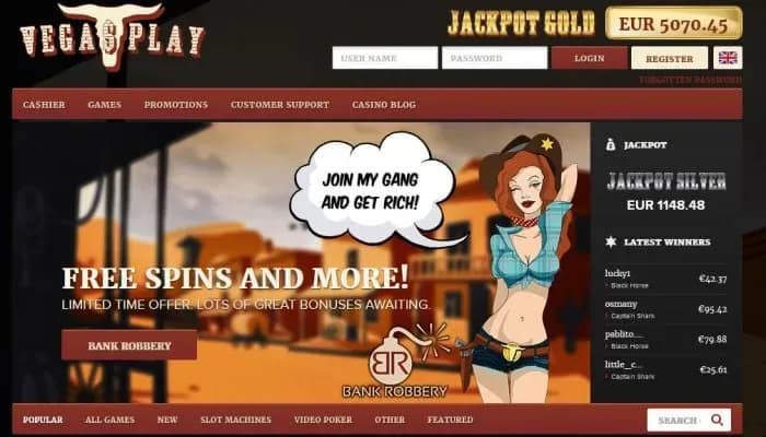 Captura del sitio web de VegasPlay Casino