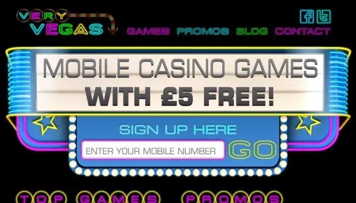 Captura del sitio web de Very Vegas Casino