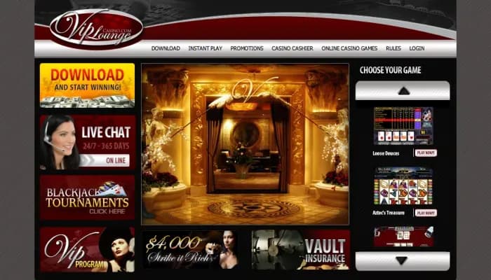 Captura del sitio web de VIP Lounge Casino
