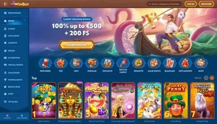 Captura del sitio web de Winbay Casino
