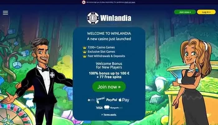 Captura del sitio web de Winlandia Casino