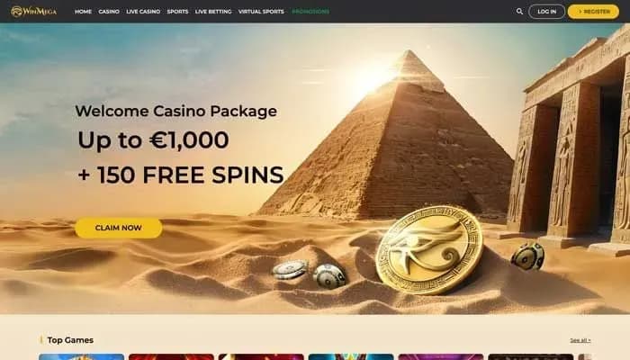 Captura del sitio web de WinMega Casino