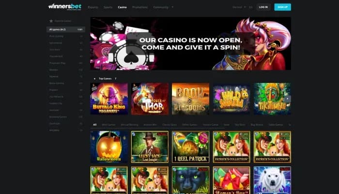 Captura del sitio web de Winners.bet Casino