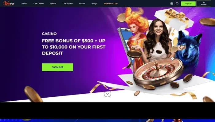 Captura del sitio web de Winpot Casino