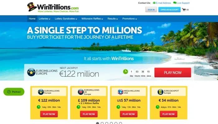 Captura del sitio web de Win Trillions Casino