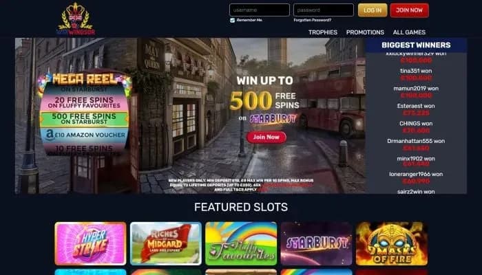 Captura del sitio web de WinWindsor Casino