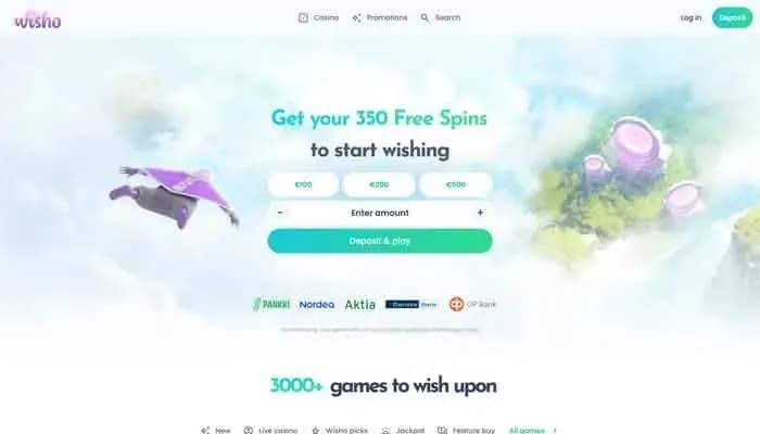 Captura del sitio web de Wisho Casino