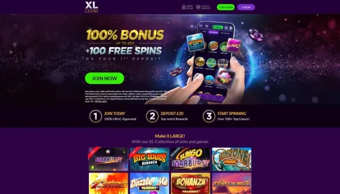 Captura del sitio web de XL Casino