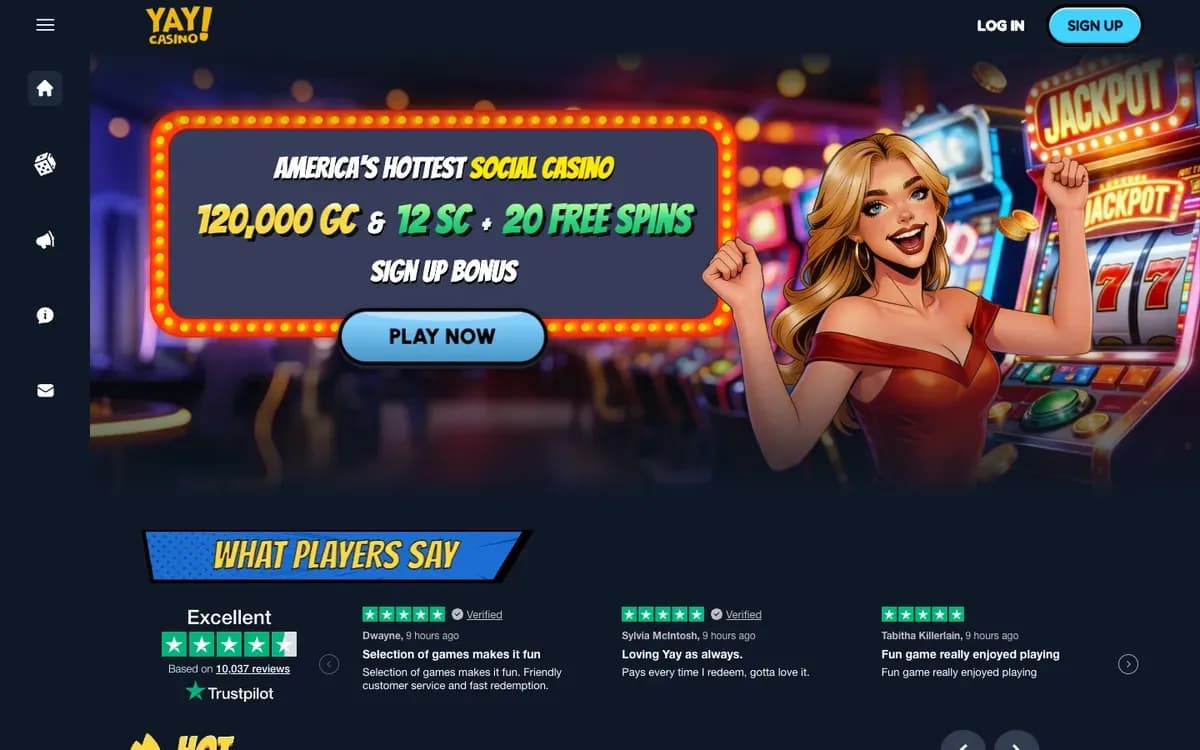 Captura del sitio web de Yay Casino
