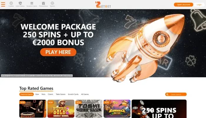 Captura del sitio web de Zetbet Casino